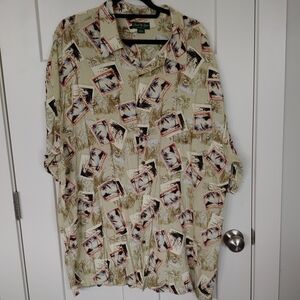 David Taylor Beige Palm Print Men's Shirt